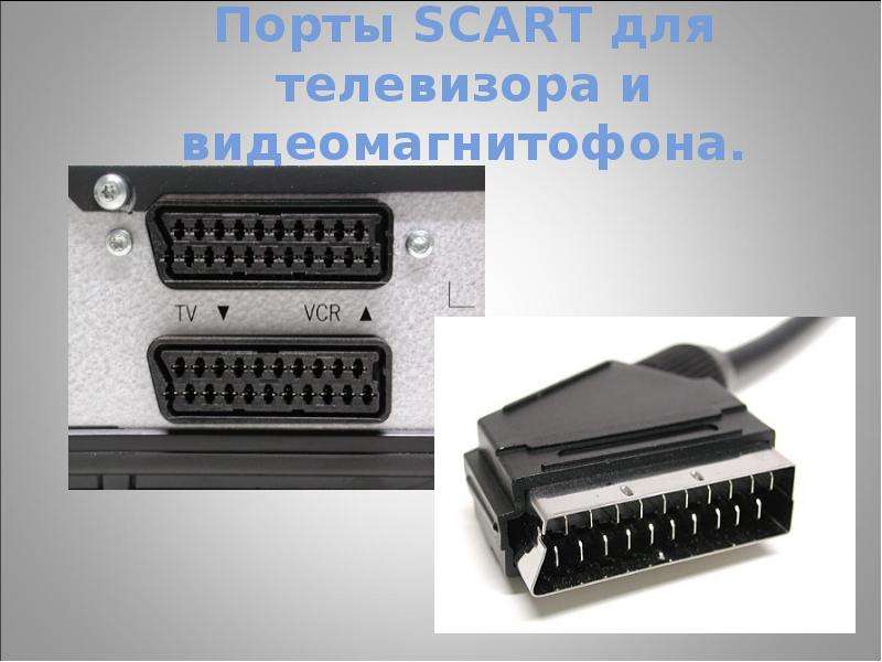 Порты SCART для телевизора и видеомагнитофона.