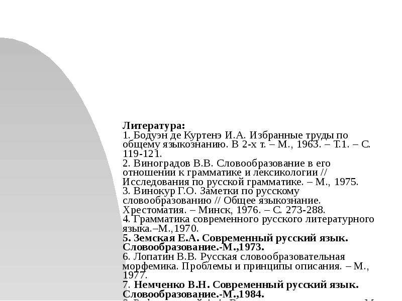 Морфемика языкознание. Избранные труды по общему языкознанию Бодуэн де Куртенэ. В В Виноградов избранные труды исследования по русской грамматике. Избранные труды: исследования по русской грамматике.. Словообразование современного русского литературного языка м., 1968.