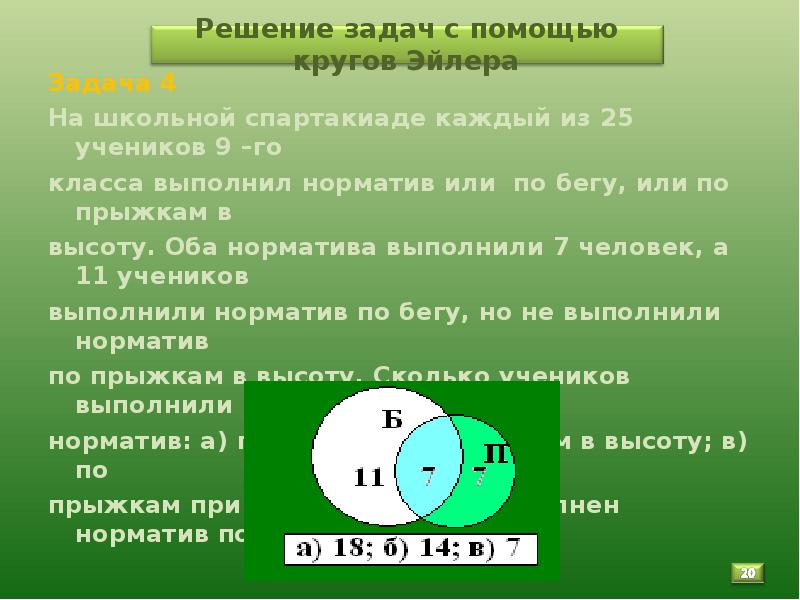 Решение задач с помощью кругов эйлера 5 класс презентация