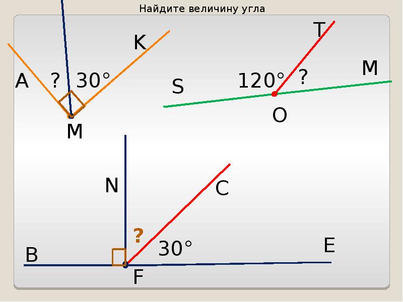 По рисунку величины углов