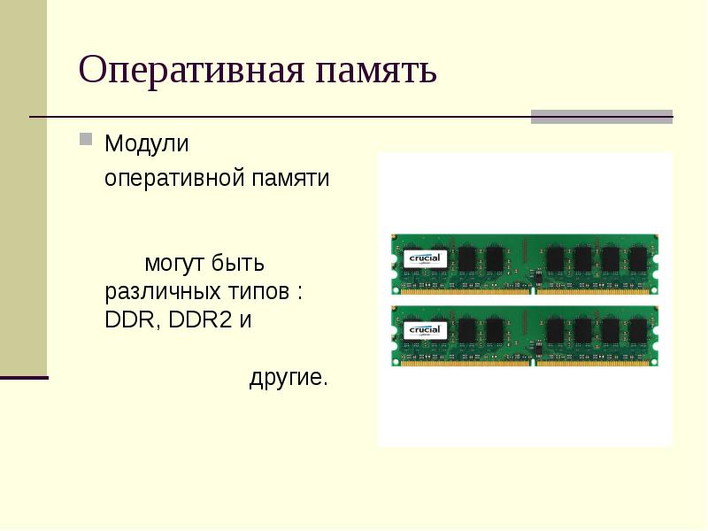 Виды оперативной памяти