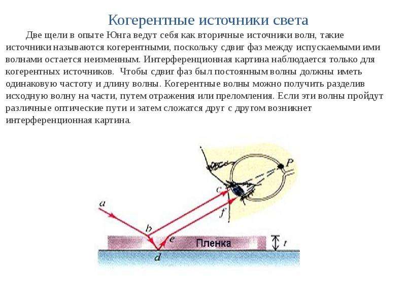 Для образования устойчивой интерференционной картины необходимо чтобы источники волн имели