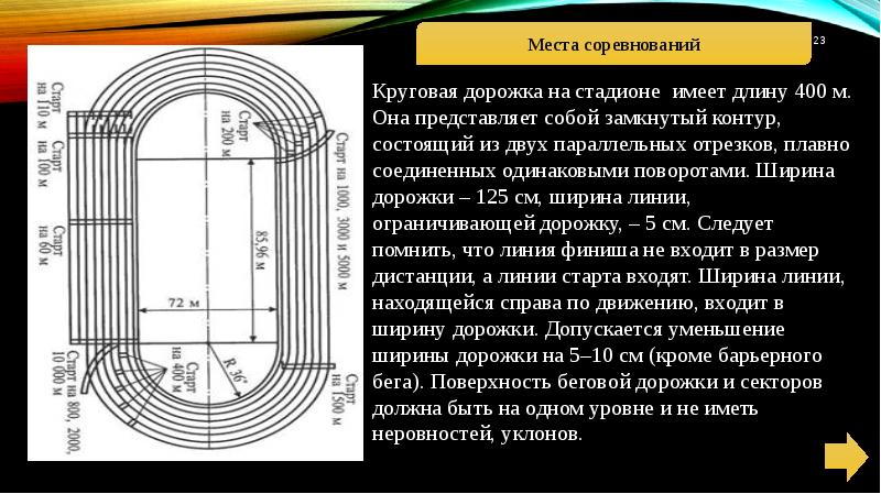 Длина стандартной беговой дорожки. Ширина беговой дорожки на стадионе. Размеры беговой дорожки на стадионе. Протяженность беговой дорожки на стадионе. Длина дорожек на стадионе 400 м.