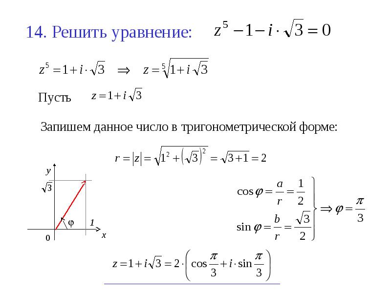 Геометрическое изображение комплексных чисел решение алгебраических уравнений