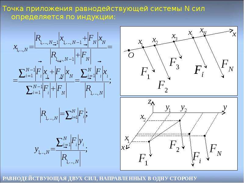 Система сил. Система параллельных сил теоретическая механика. Равнодействующая системы параллельных сил. Сложение двух параллельных сил теоретическая механика. Параллельная система сил техническая механика.