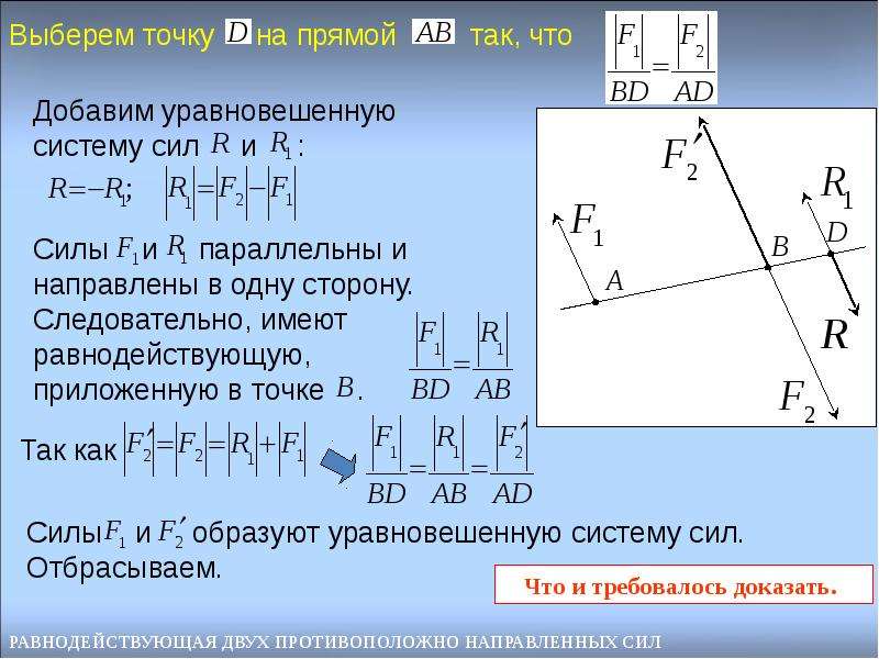 Уравновешенная система сил. Равнодействующая параллельных сил. Система параллельных сил. Система параллельных сил на плоскости. Система двух параллельных сил.