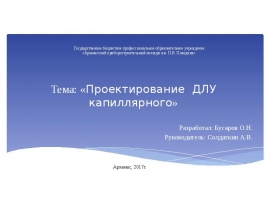 Проектирование ДЛУ капиллярного