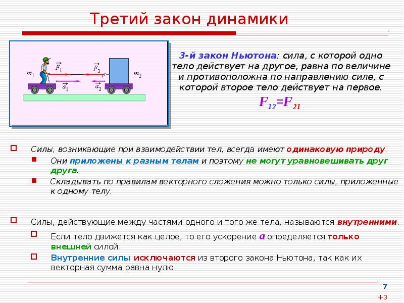 Почему возникает сила. Третий закон динамики. Силы возникающие при взаимодействии тел. Закон взаимодействия тел. Задачи на взаимодействие тел.