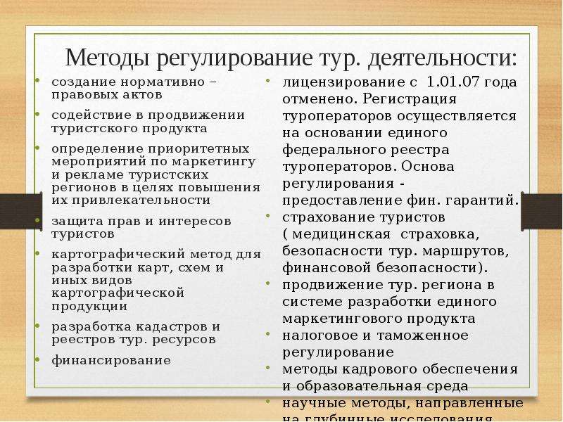 Государственное регулирование туризма