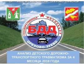 Анализ детского дорожно-транспортного травматизма за 4 месяца 2018 года
