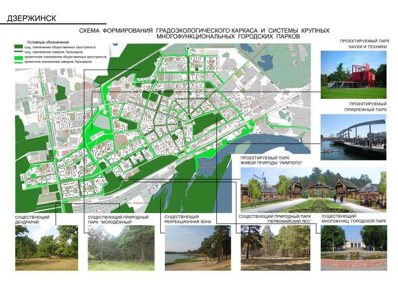 Транспорт на карте дзержинск. Карта городского парка Дзержинск. Дзержинск город на карте. Зеленый каркас города.