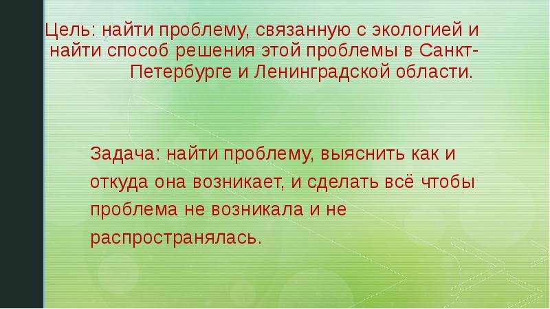 Как найти проблему. Пути решения экологических проблем Санкт-Петербурга. Отыскать проблему.