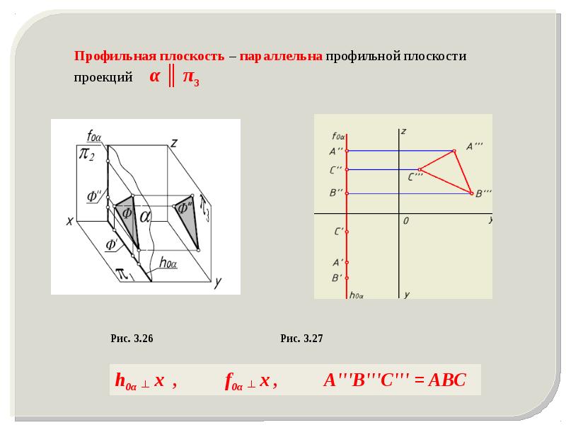 Профильная плоскость. Профильная плоскость уровня в 3 х проекциях. Профильная плоскость параллельная профильной плоскости проекции. Параллельная профильной плоскости проекций. Плоскость параллельная профильной плоскости проекций.