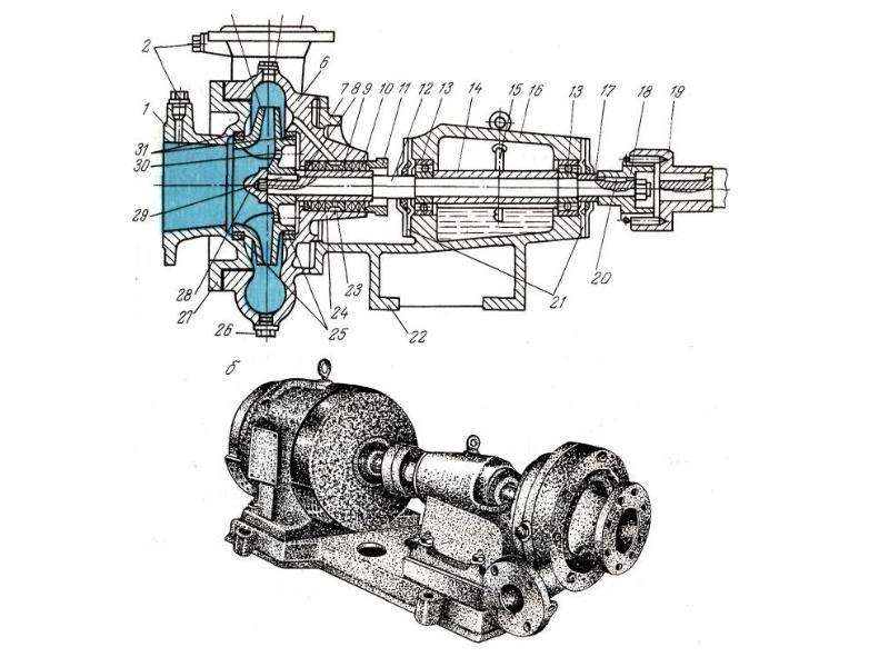Консольный одноступенчатый центробежный насос чертеж - 83 фото