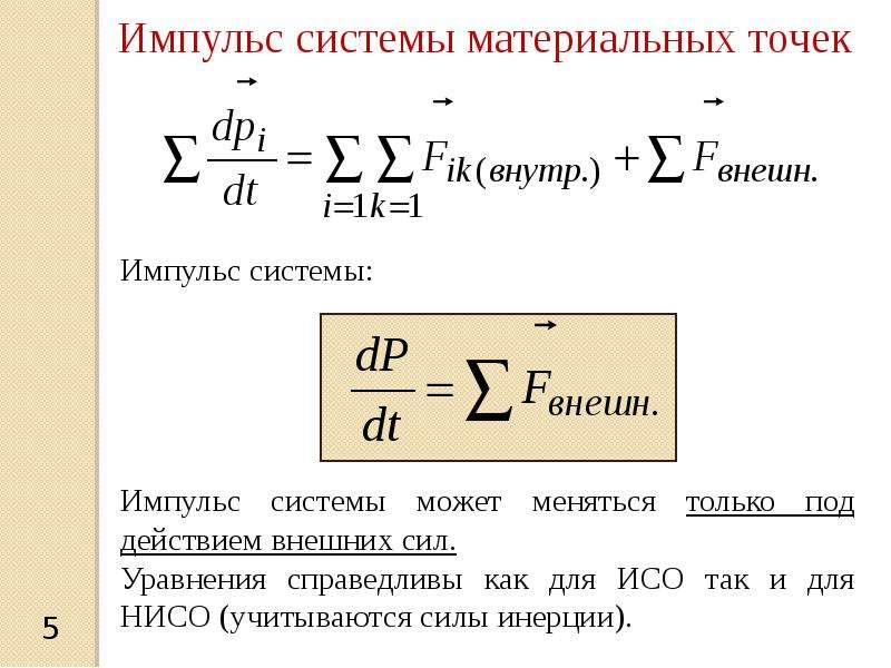 Модуль импульса системы