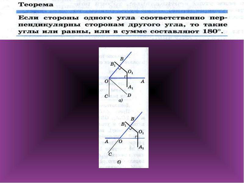 Углы с перпендикулярными сторонами. Углы с соответственно перпендикулярными сторонами. Соответственно параллельные стороны.