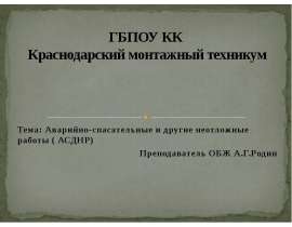 Аварийно-спасательные и другие неотложные работы (АСДНР)