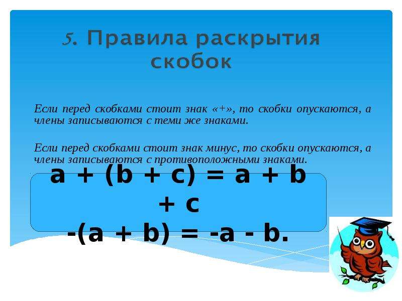 Раскрытие скобки перед которой стоит минус