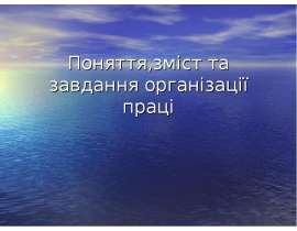 Поняття, зміст та завдання організації праці