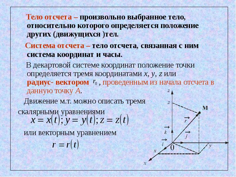 Тело отсчета точка отсчета