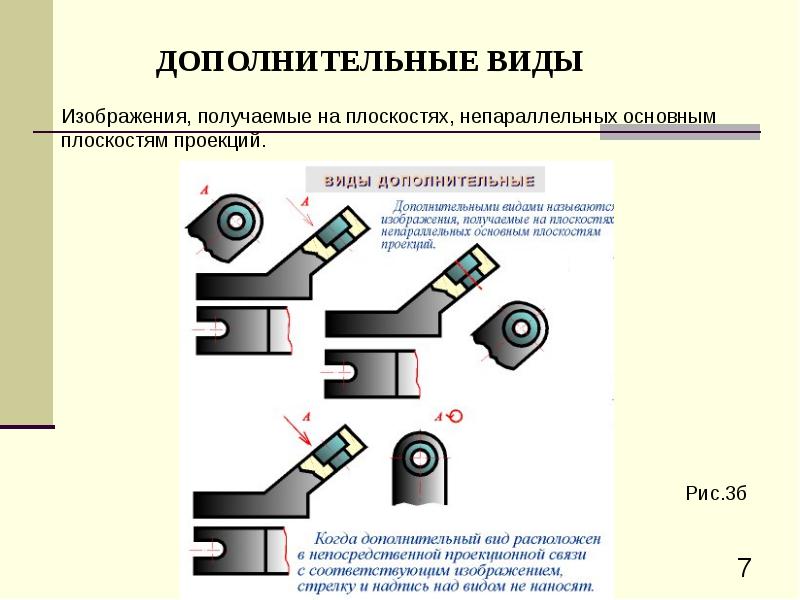 Дополняя вид. Разрезы по ГОСТ 2.305-68. Начертить местный разрез 2.305-68. Дополнительный вид. Дополнительный разрез.