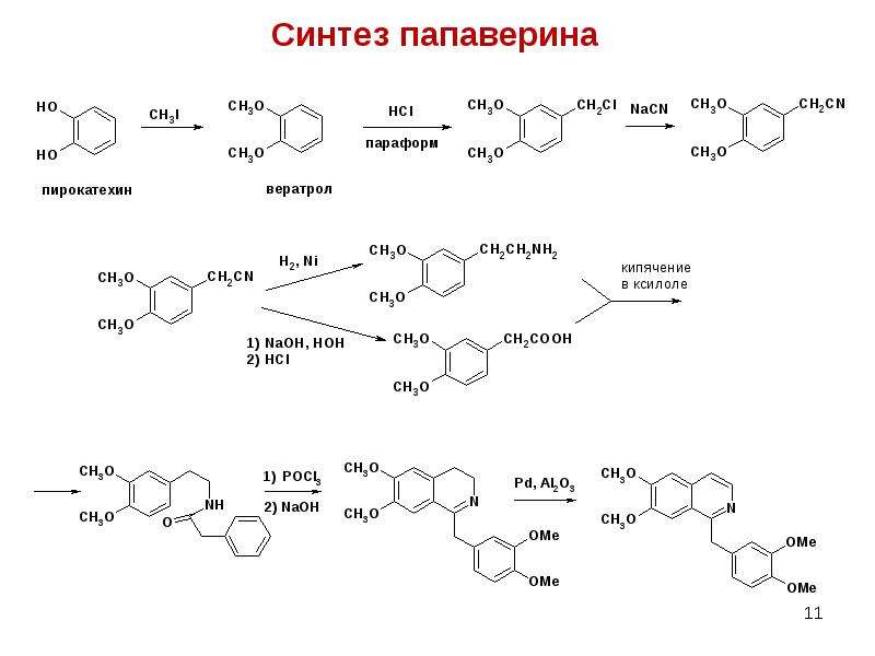 Синтез структур. Синтез папаверина гидрохлорид. Синтез папаверина схема. Синтез папаверина из пирокатехина. Папаверина гидрохлорид получение.