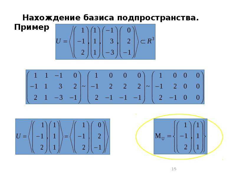 Найдите базис линейного подпространства