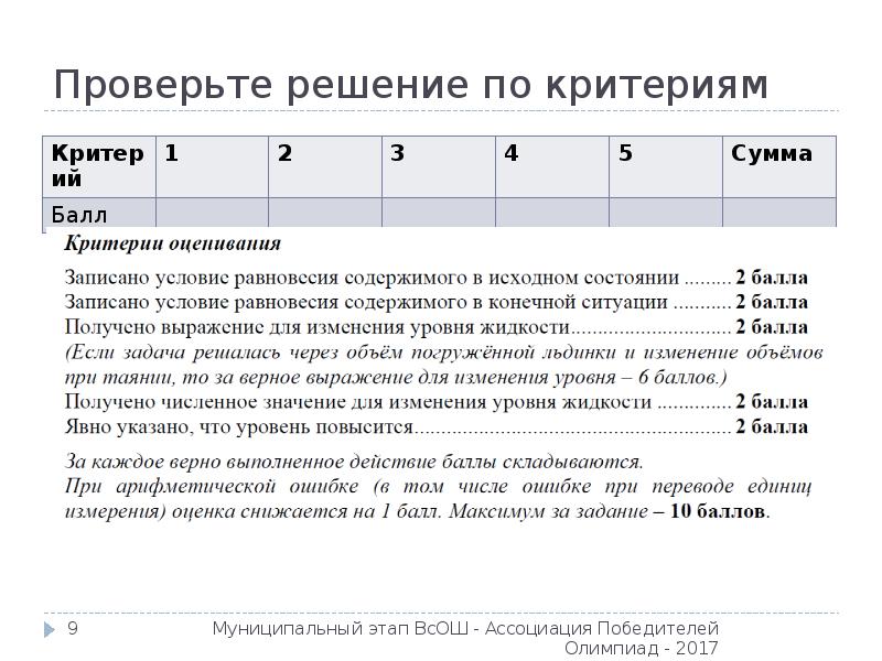 Муниципальный этап по физике 9 класс