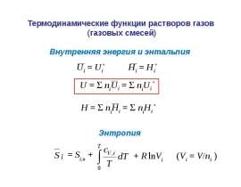Термодинамические функции газовых смесей. Идеальные растворы. Закон Рауля