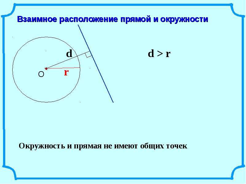 Презентация взаимное расположение прямой и окружности касательная к окружности 8 класс