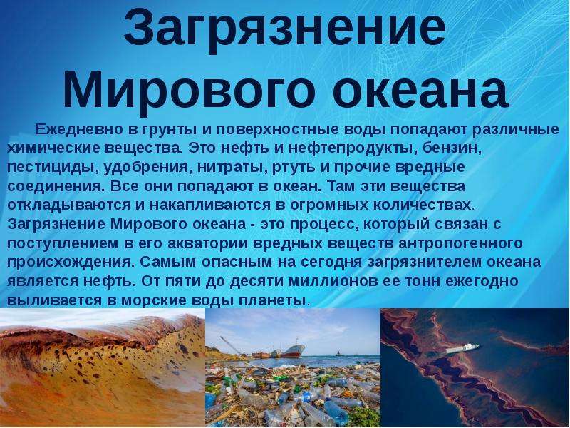 Проект загрязнение морей