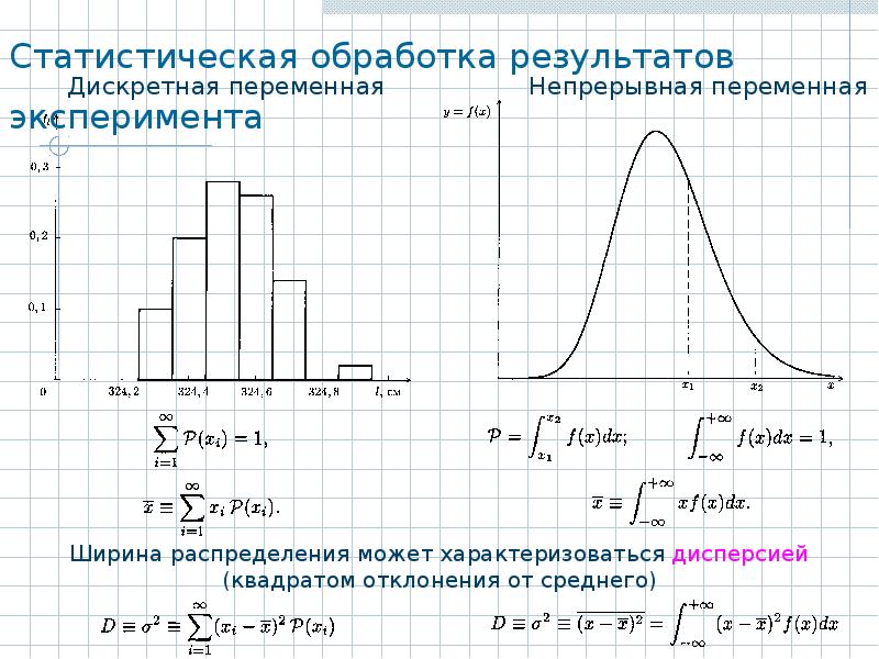 Ширина распределения. Статистическая обработка результатов эксперимента. Дискретные и непрерывные переменные. Статистическая переменная. Статистическая обработка результатов эксперимента лабораторная.