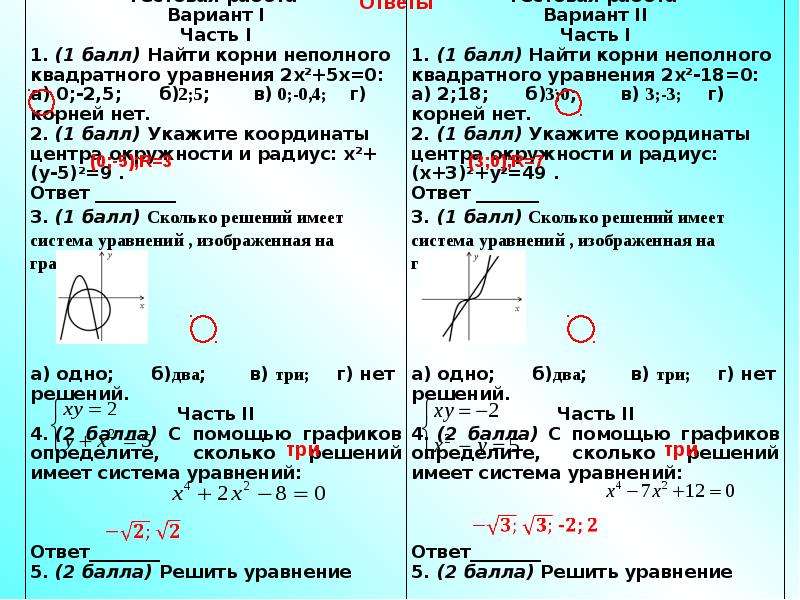 Графический способ решения систем уравнений 9 класс презентация