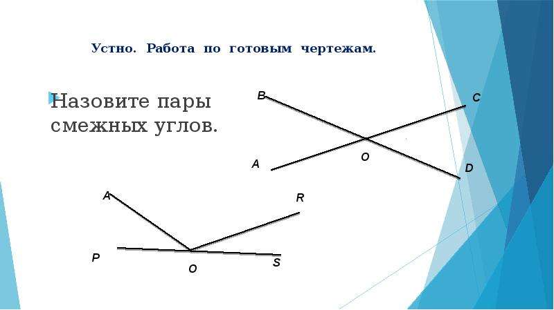 На рисунке 41 точка о лежит на прямой ab назовите все пары смежных углов