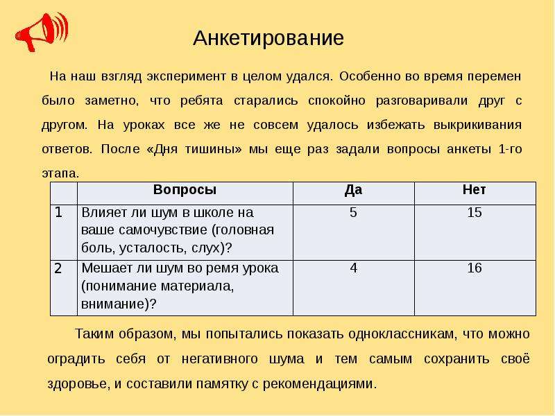 Проект шум в школе