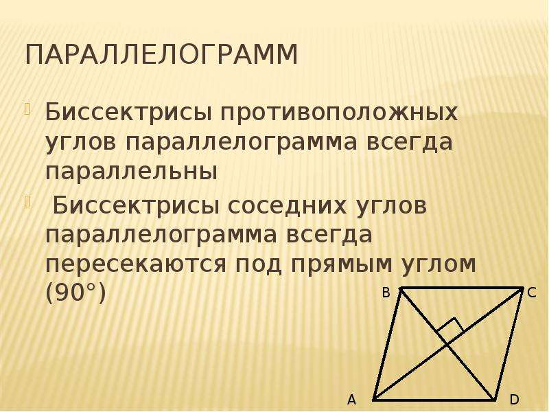 Биссектрисы противоположных углов параллелограмма равны