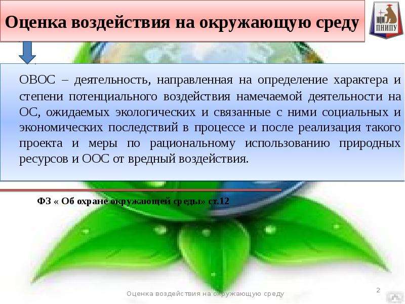 Оценка воздействия на окружающую. Оценка воздействия на окружающую среду.