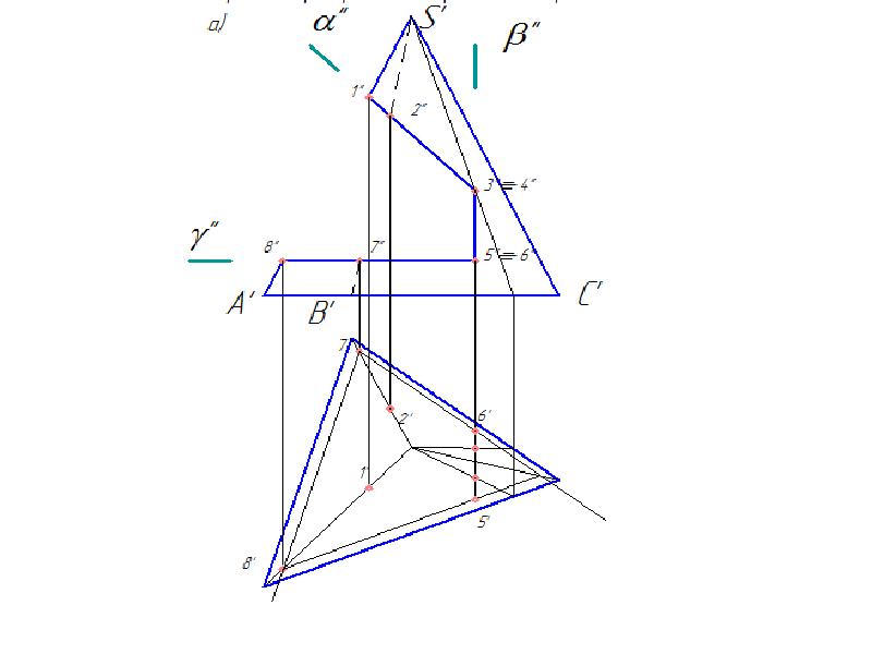 Построить три проекции. Комплексный чертеж трехгранной пирамиды. Двухкартинный комплексный чертеж трехгранной пирамиды. Пирамида в трех проекциях. Пирамида в 3 проекциях.