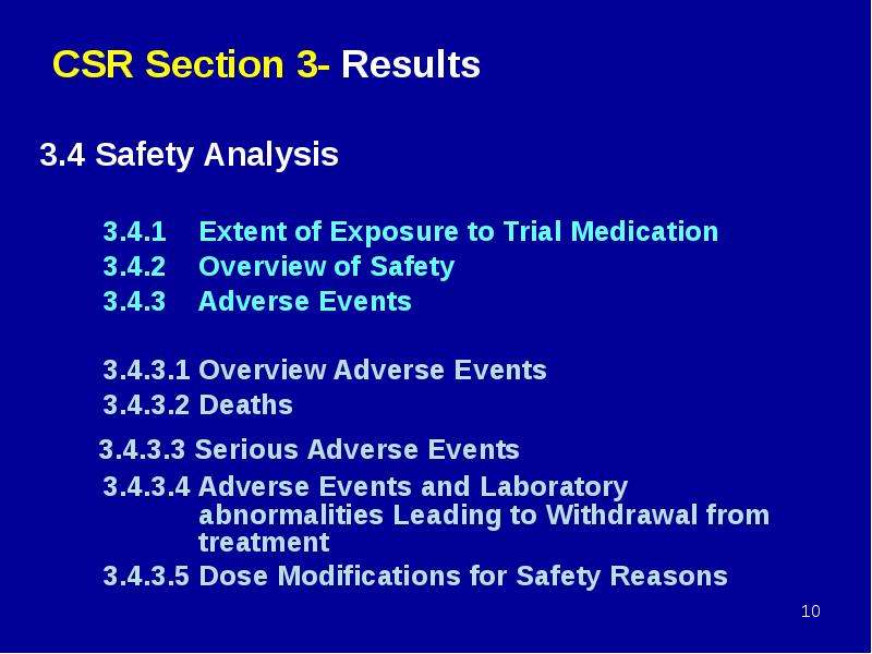 Results section. CSR presentation.