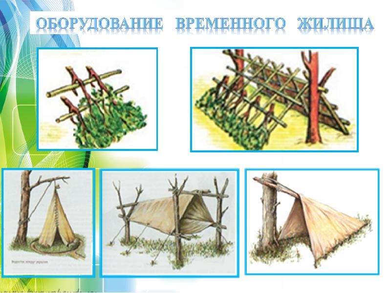 Временного оборудование. Оборудование временного жилища. Оборудование временного жилища ОБЖ. Оборудование временного жилища в лесу. Устройство временных жилищ.