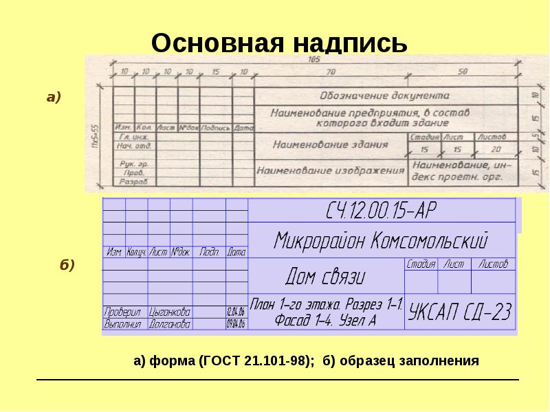 Как заполнять основную надпись на чертеже студентам