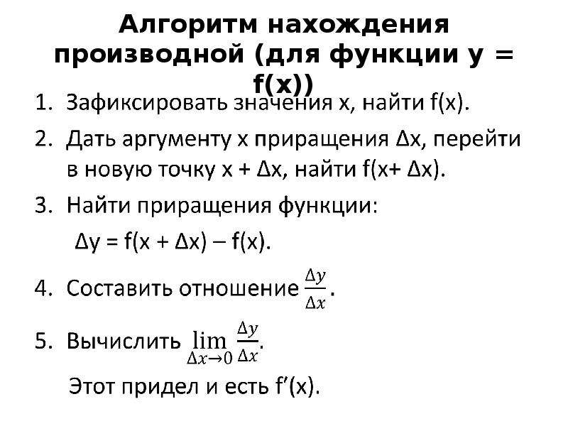 Определение производной 10 класс мордкович презентация