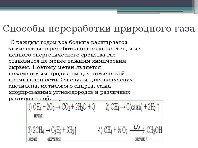 Продукты переработки природного газа