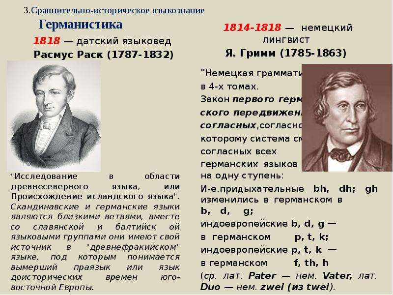 Германистика. Расмус раск (1787-1832). Гримм сравнительно историческое Языкознание. Датский языковед раск.