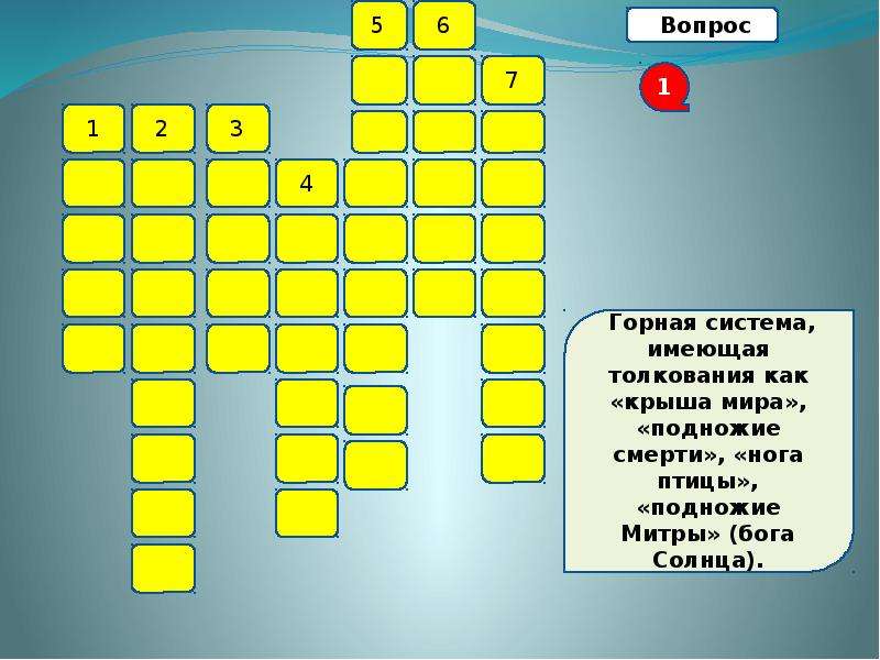 Фрагмент презентации сканворд