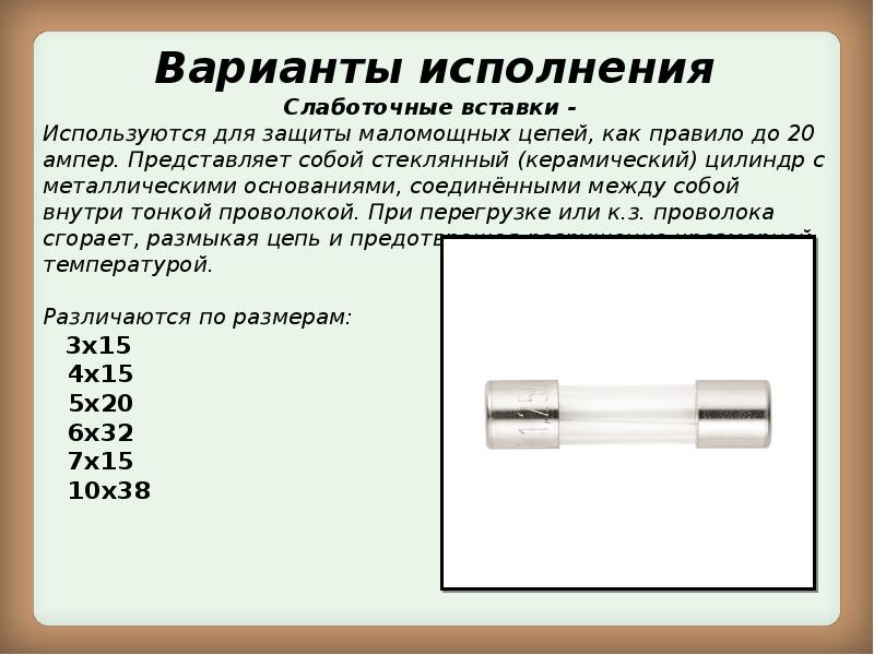 Плавкие предохранители презентация