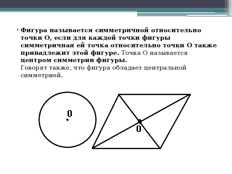 Какая фигура называется относительно данной точки. Фигура называется симметричной относительно точки о. Фигура называется симметричной относительно точки о если для каждой. Название симметричной фигуры. Фигуры симметричные относительно точки.