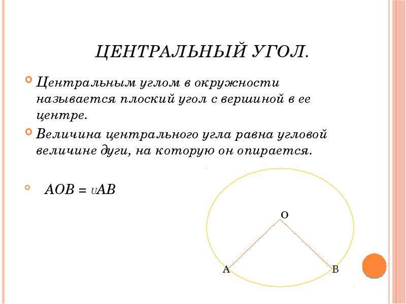 Центральный угол равен дуге