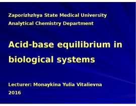 Acid-base equilibrium in biological systems
