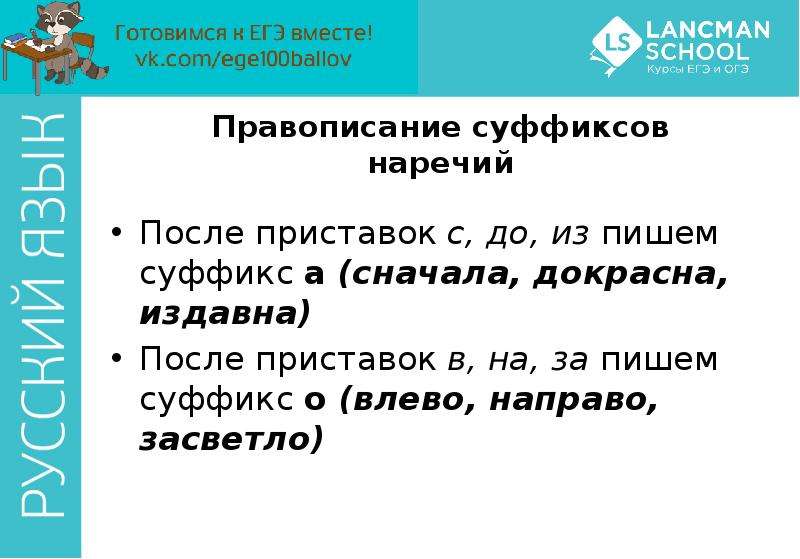 Презентация правописание суффиксов различных частей речи егэ задание 11